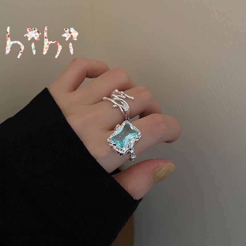 Set 3 Nhẫn Hở Hợp Kim Đính Đá Zircon Thời Trang Cho Nữ