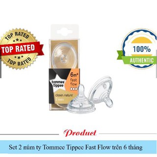 Set 2 núm ty Tommee Tippee Fast Flow trên 6 tháng