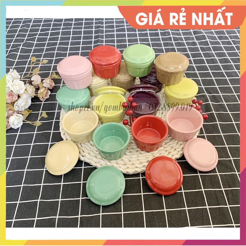 (TẶNG 1 CỐC KHÍA MÀU ĐẸP) Cốc đựng yến chưng bằng gốm sứ cao cấp - Cốc ly chén gốm sứ làm bánh flan, caramen chất lượng!