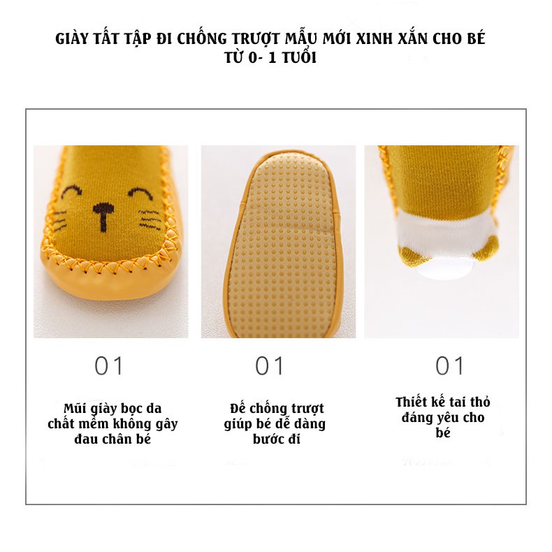 Giày tất tập đi chống trượt cho bé [0-1 tuổi] mẫu mới xinh xắn , giày vải tập đi mềm êm chân cho bé trai, bé gái Poco