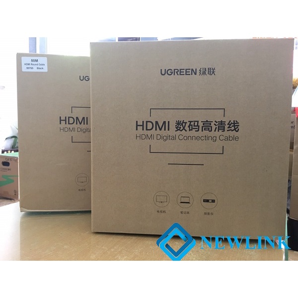 Cáp HDMI Tròn Dẻo Hỗ Trợ 4K Ugreen HD104 Chính Hãng 30m-40m-50m cao cấp CÓ IC Khuếch đại