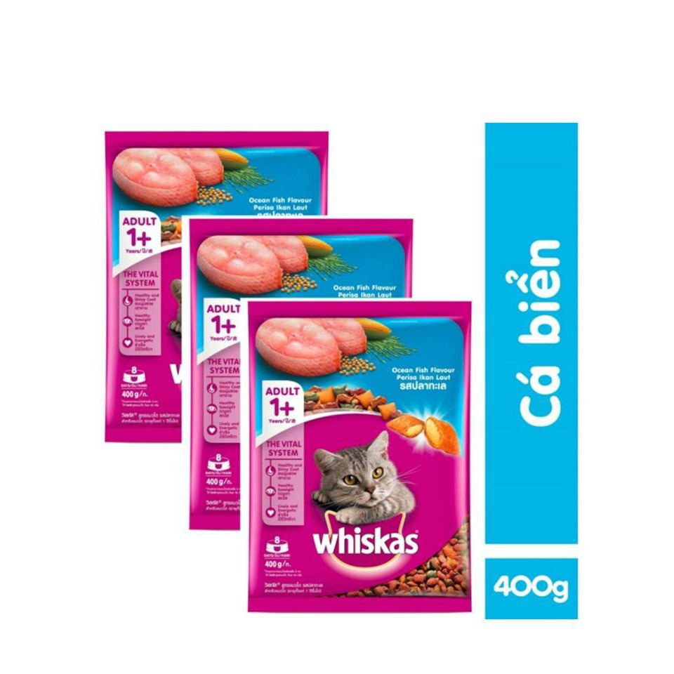 4 gói thức ăn cho mèo lớn whiskas gói 400g