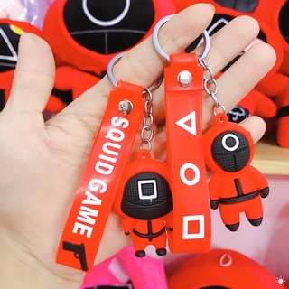 Móc Khóa Cao Su Đặc Kèm Dây Strap Nhân Vật Squid Game Trò Chơi Con Mực