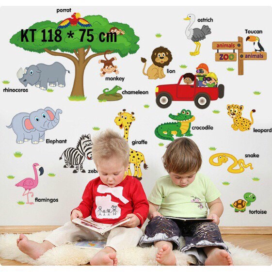 Decal dán tường hình thú tiếng anh DC01