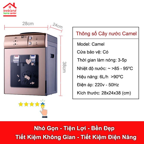 Cây nước nóng mini úp bình Camel HC96KMCửa kính bảo vệ Cây nước nóng để bàn Home center leebland