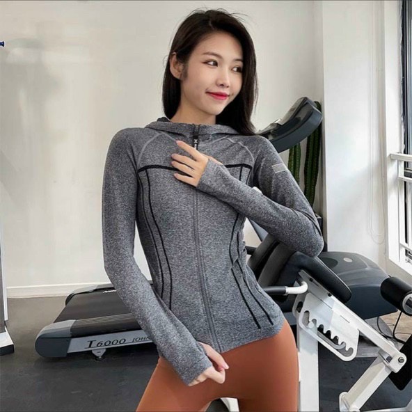 Áo Khoác Thể Thao Xỏ Ngón In Chữ, Áo Khoác Nữ Chống Nắng Túi Khóa  - OK003