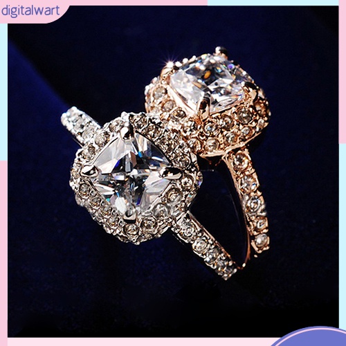 Nhẫn mặt vuông đính đá sang trọng cho nữ