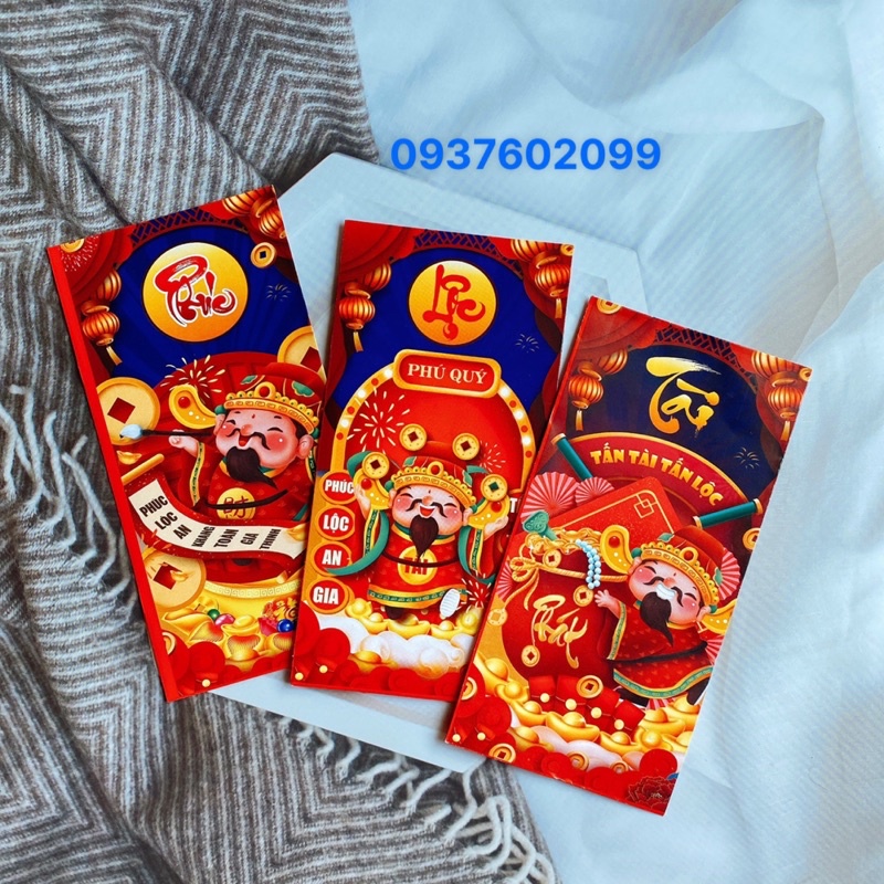 50 bao lì xì PHÚC LỘC THỌ - TÀI - LỘC, bao lì xì tết