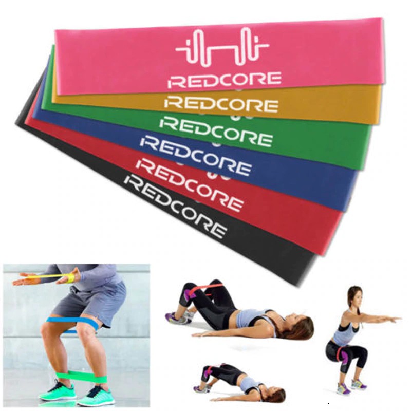 Dây miniband tập gym, dây thun kháng lực tập mông chất liệu cao su kéo co giãn đàn hồi mini band REDCORE