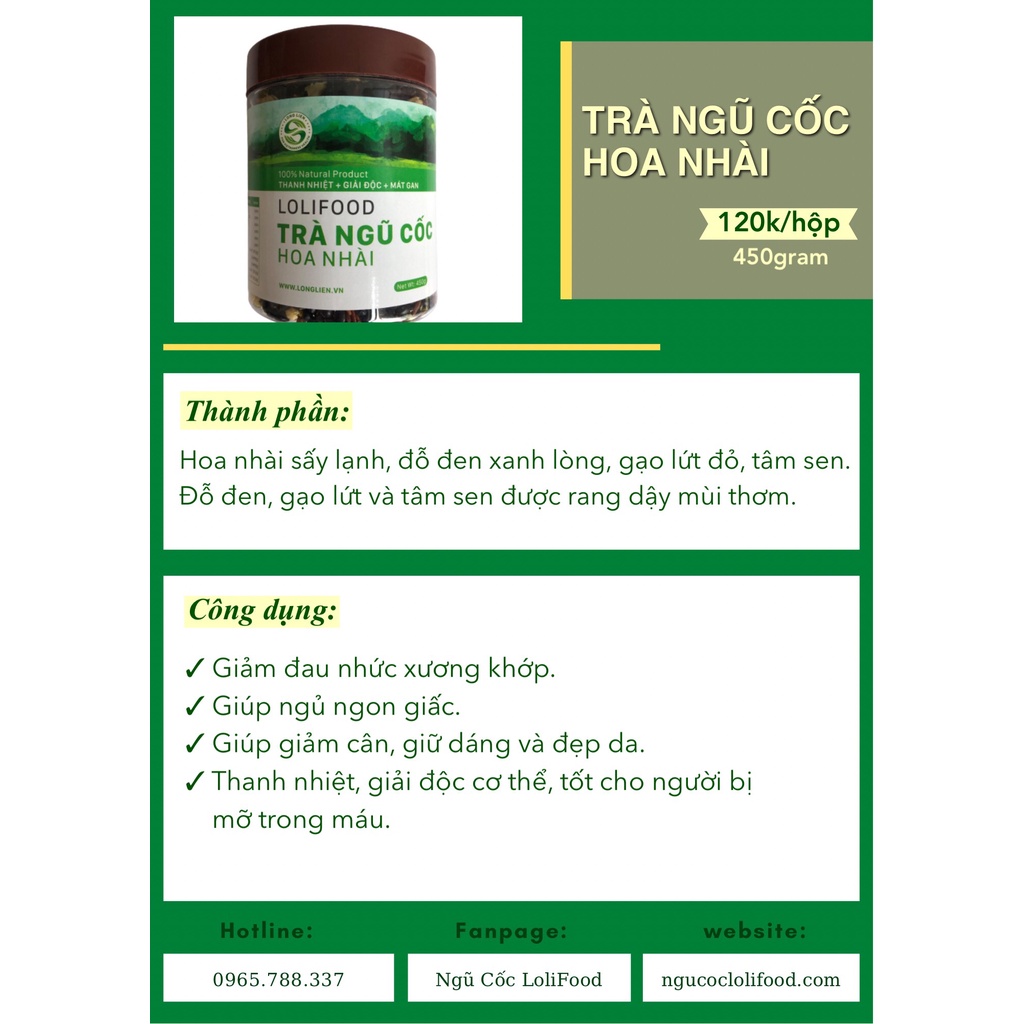 Trà Hoa Ngũ Cốc Long Liên - Thanh Nhiệt, Giữ Dáng, Ngủ Ngon, Giảm Đau Xương Khớp, Tốt Cho Người Bị Mỡ Máu | Lolifood