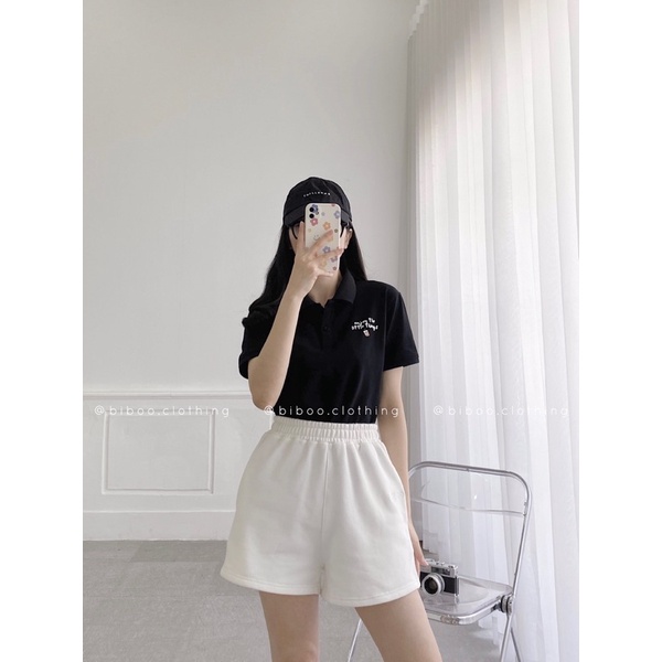 BIBOO - Áo polo có cổ tay ngắn form unisex nam nữ ENJOY THE LITTLE THINGS chất liệu cotton cao cấp