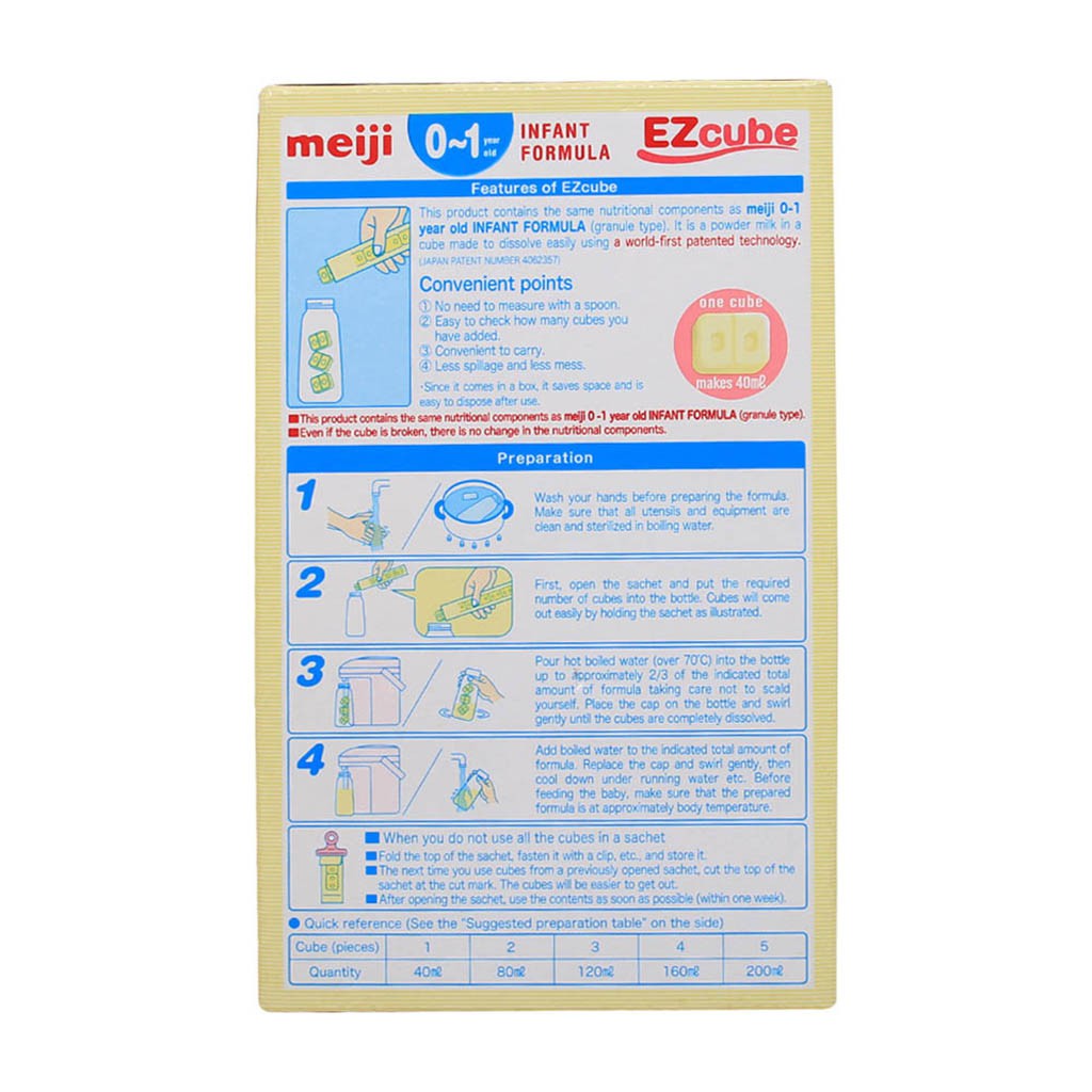 Sữa Meiji Thanh 0-1 Infant Formula EZcube Hộp 540g