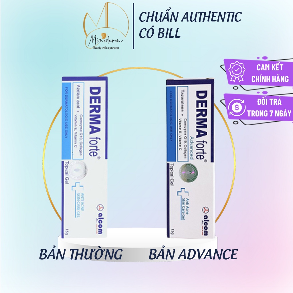 Derma Forte Gel và Derma Forte Advanced 15g - Ngừa Mụn Thâm, Mụn Trứng Cá, Mụn Ẩn, Mụn Đầu Đen