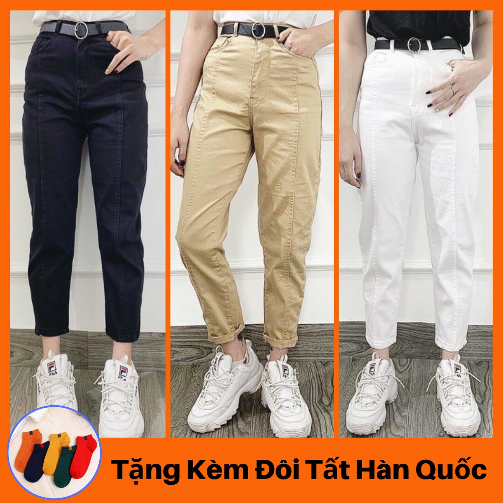 Quần Baggy Kaki Nữ Phong Cách Boyfriend Cực Chất | Quần Baggy Kaki 3 Màu Trắng Đen Và Nâu | Tashop MS063 | BigBuy360 - bigbuy360.vn