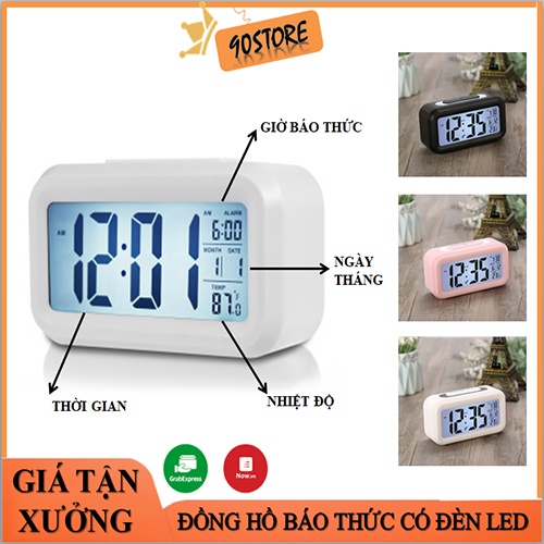Đồng hồ báo thức có đèn led tích hợp ngày tháng, nhiệt độ đa năng