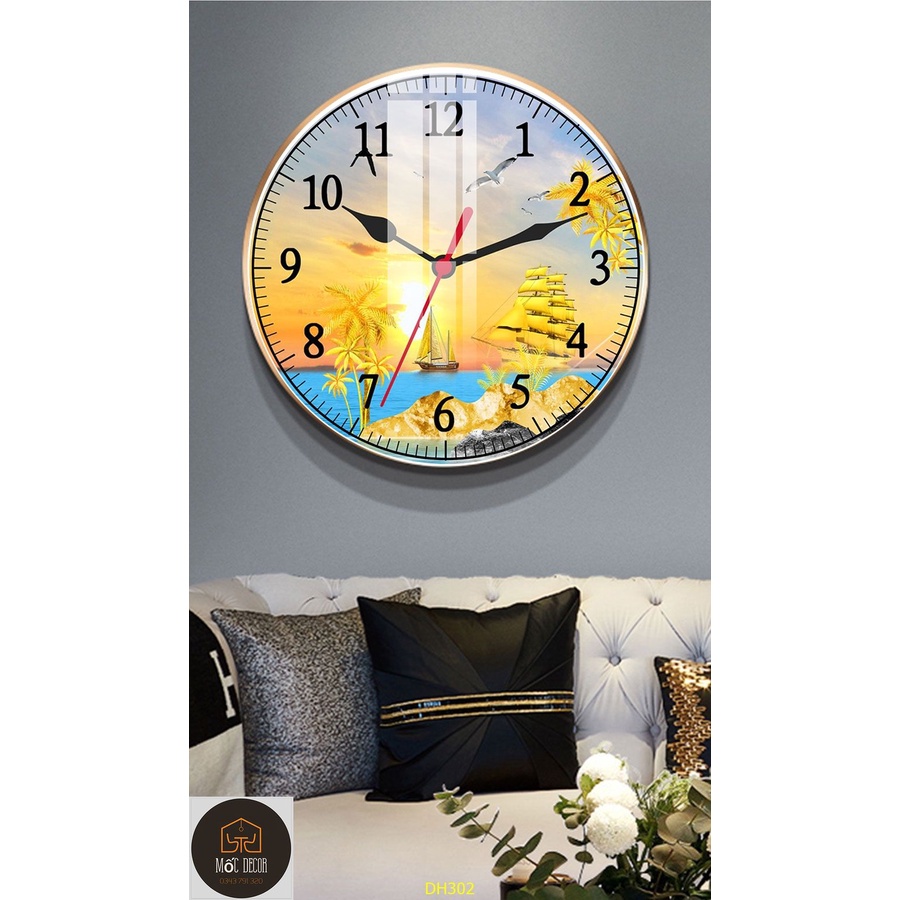 Đồng Hồ Treo Tường Kim Trôi Treo, mặt phủ bóng chạy êm ru có nhiều size để trang trí decor phòng