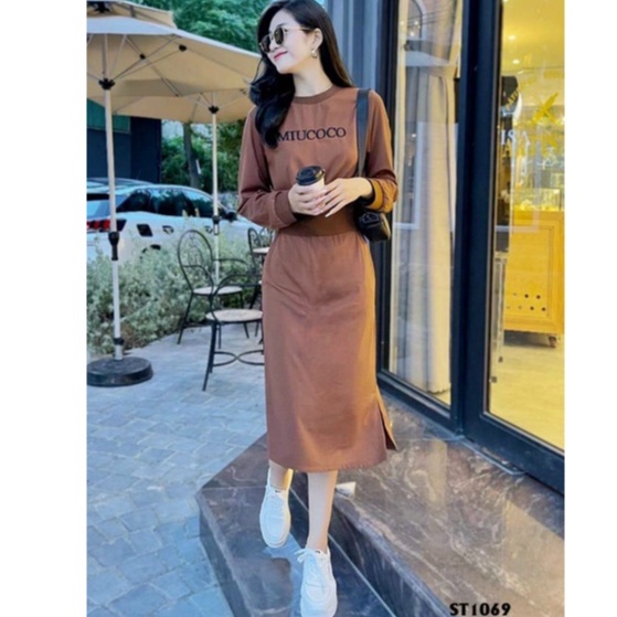 Set chân váy kèm áo tay dài thiết kế tôn dáng sang chảnh dự tiệc dạo phố Thời Trang đồ bộ nữ [XM Minh Phúc]