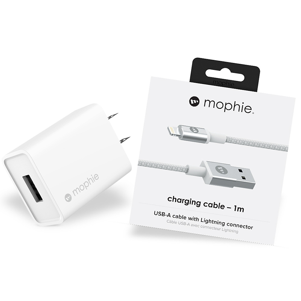 Hot Bộ Adapter Sạc Mophie 10W Kèm Cáp USB-A to Lightning 1m Dành Cho iPhone/iPad - Hàng Chính Hãng