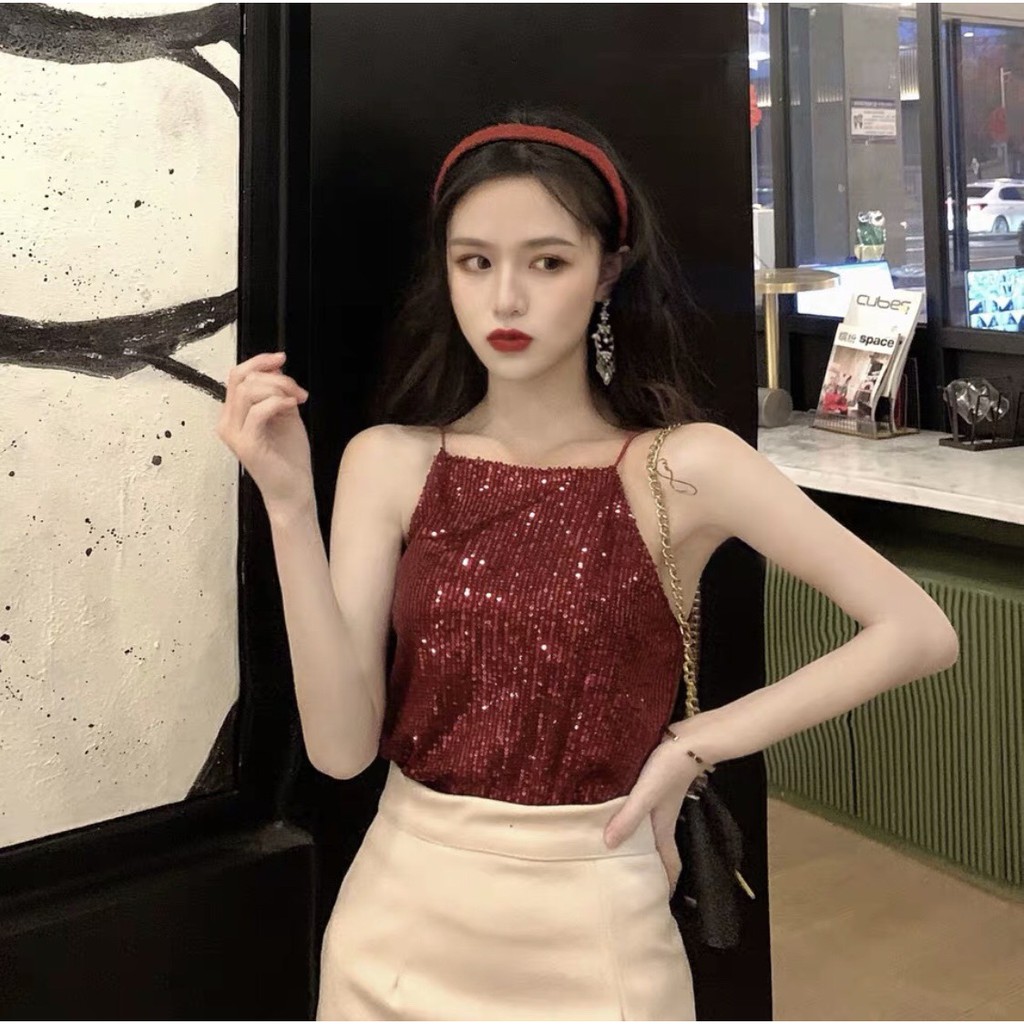 Áo Yếm 2 Dây Phối Kim Sa Lấp Lánh | BigBuy360 - bigbuy360.vn