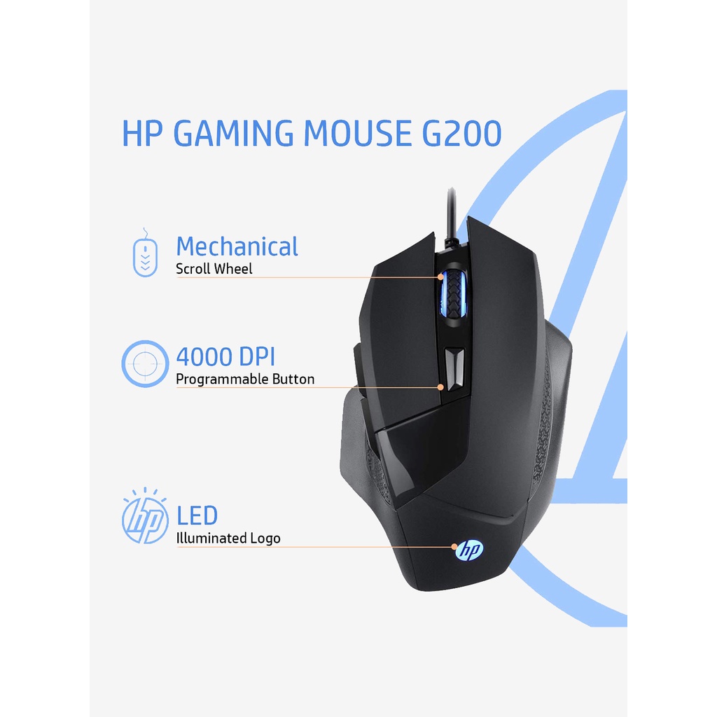 Chuột Chơi Game HP G200 Quang Có Macro, Switch Omron - CHÍNH HÃNG