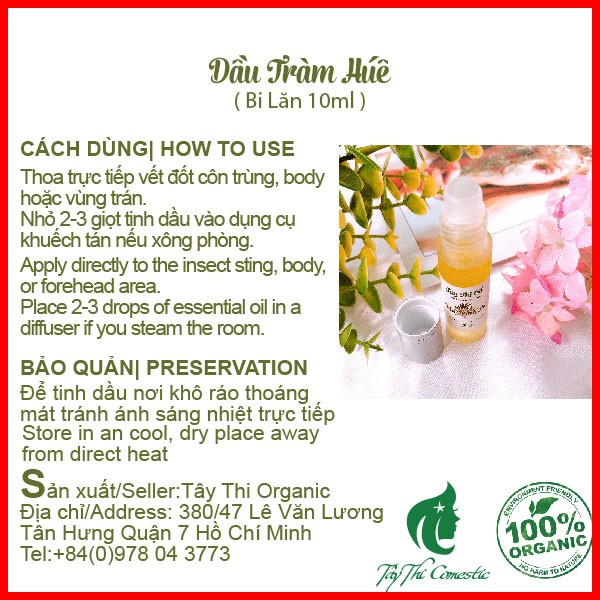 Dầu Tràm Huế Nguyên Chất Tây Thi Lọ Bi Lăn 10ml