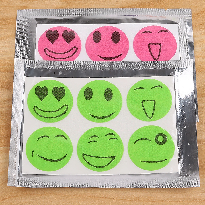 120pcs Mosquito Stickers DIY Mosquito Repellent Stickers Patches Cartoon Smiling Face Drive Repelle