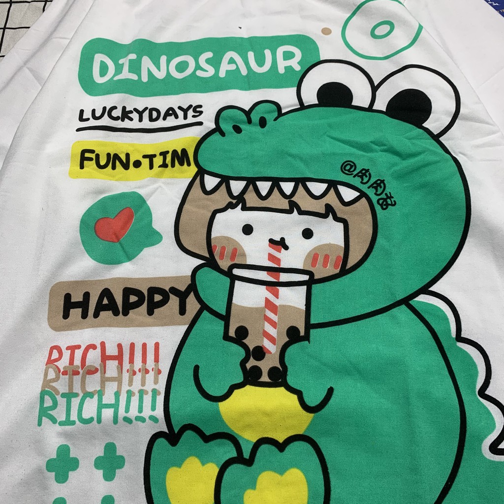 Áo Thun Unisex Nữ CGKL HAPPY Cartoon Lapi VN, Chất Cotton Form Rộng Tay Lỡ Cổ Tròn Freesize