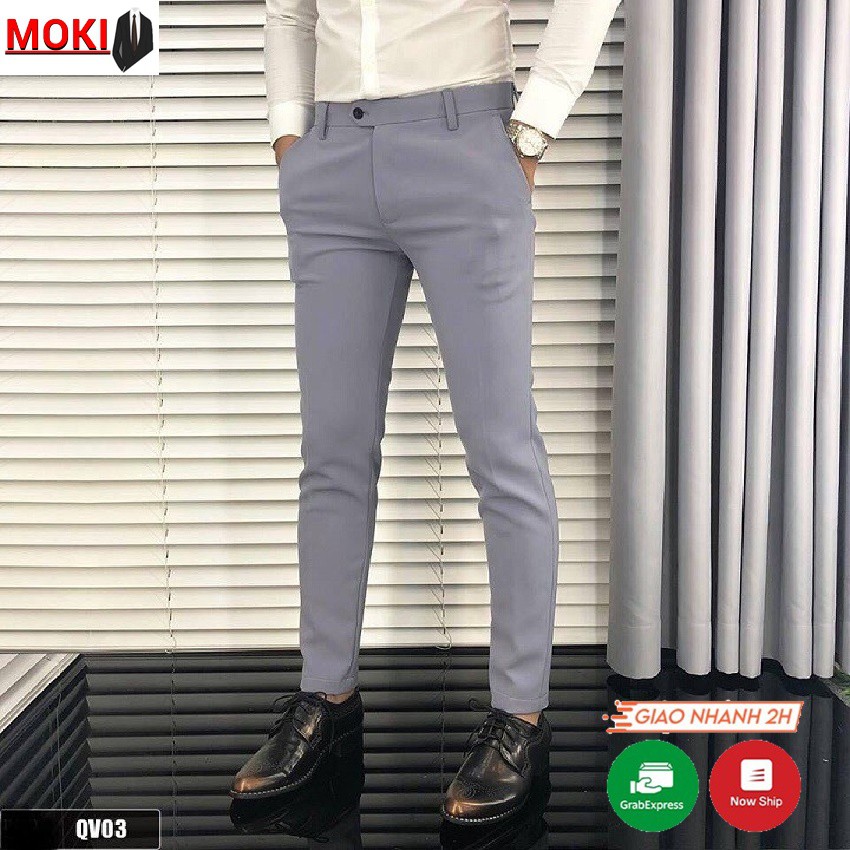 Quần tây nam cao cấp MOKI chất vải lụa dáng ôm body chống nhăn tuyệt đối , co giãn 4 chiều cao cấp