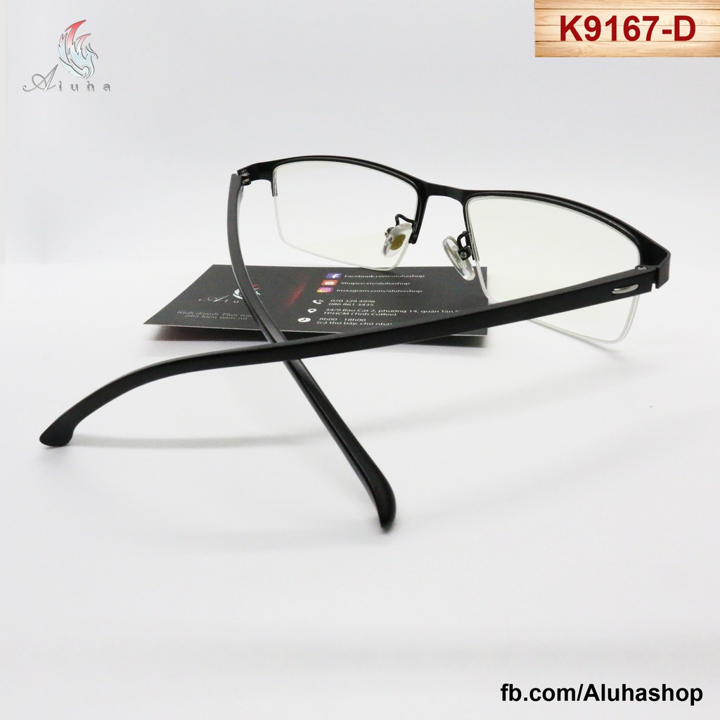 Gọng kính hợp kim không rỉ kết hợp nhựa TR90 cao cấp kiểu dáng classic - K9167 - Aluha