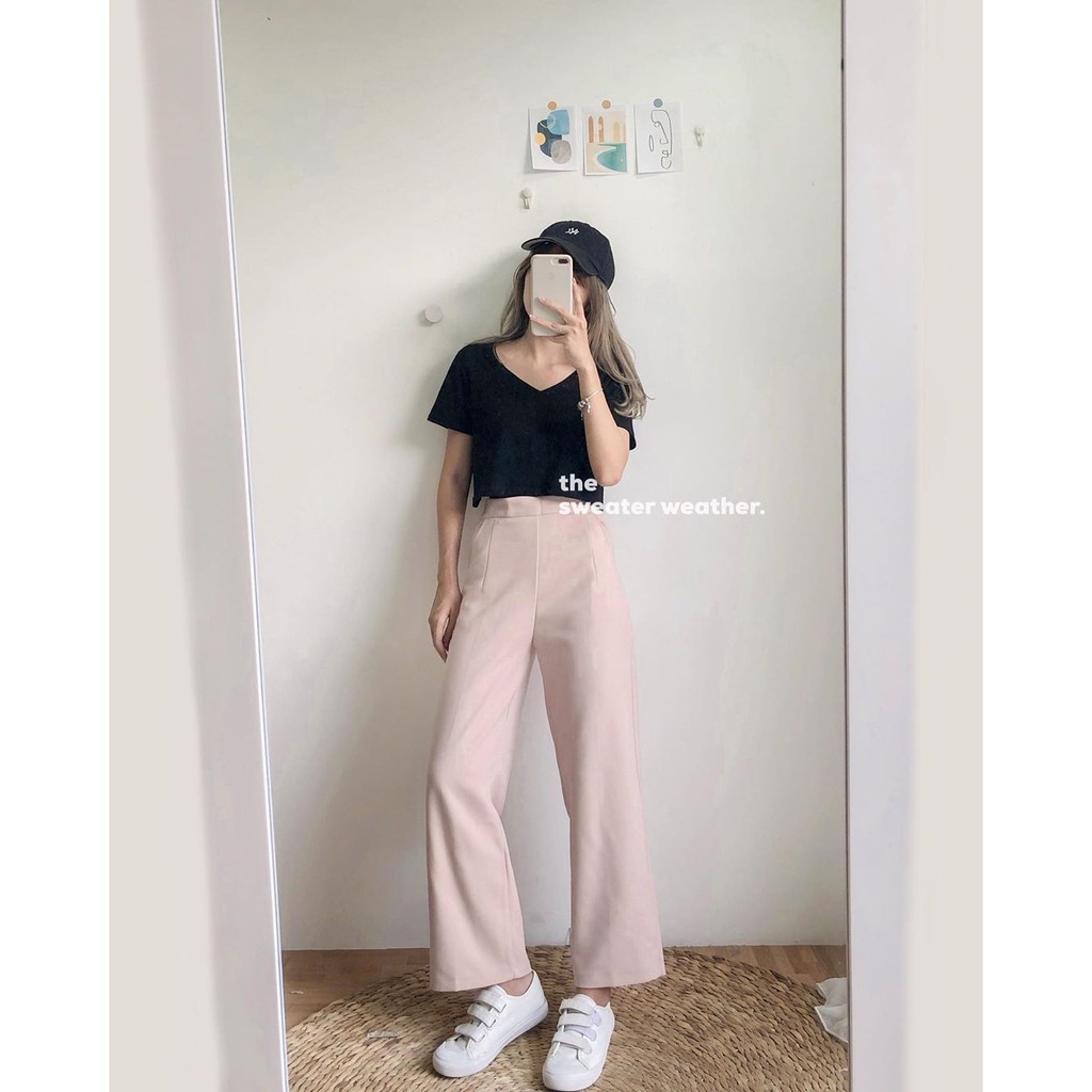 Quần culottes kéo khóa loại ngắn