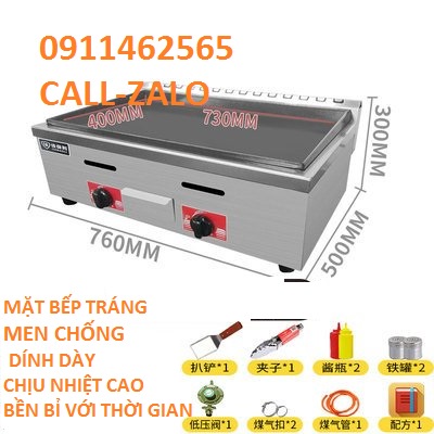 Bếp chiên rán mặt phẳng dùng gas-kích cở lớn 76cm-tráng men chống dính cao cấp