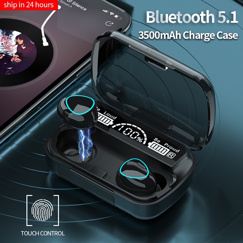 Tai nghe bluetooth không dây M10 3500 mah tws âm thanh nổi cảm ứng độ trung thực cao tai nghe bluetooth 5.1