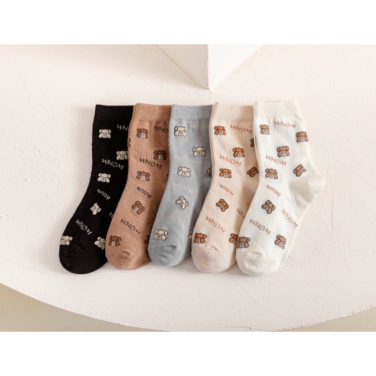 Tất nữ cao cổ hàn quốc set 5 vớ gấu đẹp cổ cao giá rẻ chất liệu co dãn bốn chiều siêu cao cấp TC10