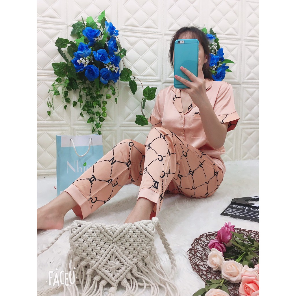 BỘ PIJAMA SATIN TAY NGẮN QUẦN DÀI CAO CẤP MS22 | BigBuy360 - bigbuy360.vn