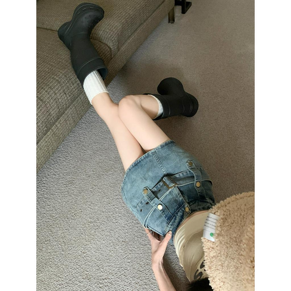 Chân váy jean Mini Lưng Cao Phong Cách Mỹ Cổ Điển Thời Trang Mùa Hè Hàng Mới Dành Cho Bạn Nữ