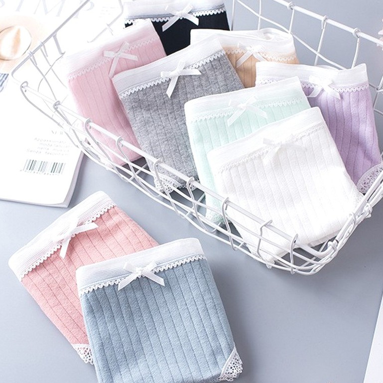 Quần Lót Cotton Viền Ren Phối Nơ Sợi Thiên Nhiên QL06 | BigBuy360 - bigbuy360.vn