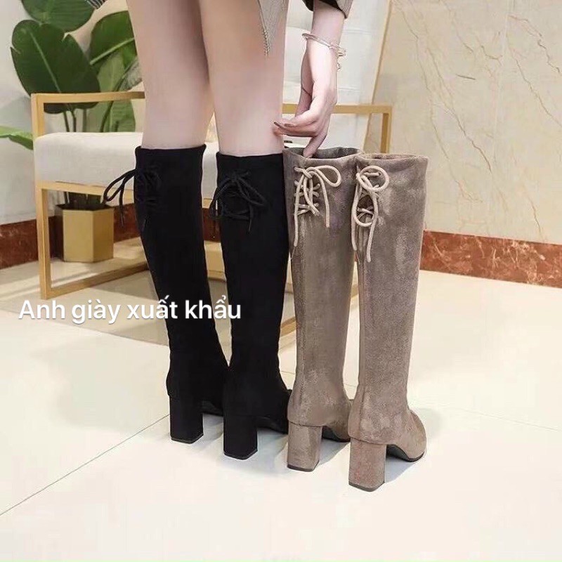 giảm sốc BỐT ĐÙI DA LỘN CAO DƯỚI GỐI MŨI NHỌN GÓT VUÔNG 7P HÀNG QUẢNG CHÂU CAO CẤP ( ảnh thật, kèm video)