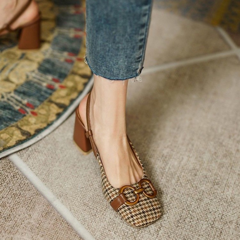 IELGY Xăng đan Cao Gót Hở Ngón Phong Cách Pháp Cổ Điển Dành Cho Nữ