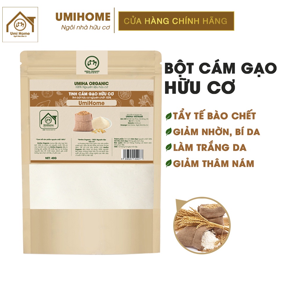 Combo 3 bột tẩy da chết Umi Home gồm bột trà xanh, đậu đỏ, cám gạo (40gx3)