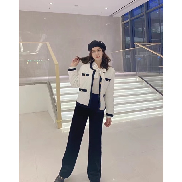 Áo Khoác Phao Mùa Đông Hoạ Tiết Quả Trám Cúc Đồng A086