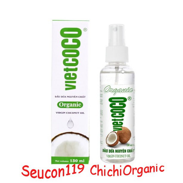 {Chai Xịt 130ml} Dầu Dừa Làm Đẹp 100% Nguyên Chất Ép Lạnh Organic Vietcoco