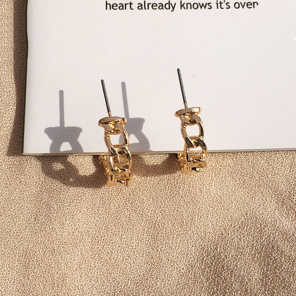 Đôi Khuyên Tai Hợp Kim Mạ Vàng / Bạc Trang Trí Chữ C Duyên Dáng Cho Nữ