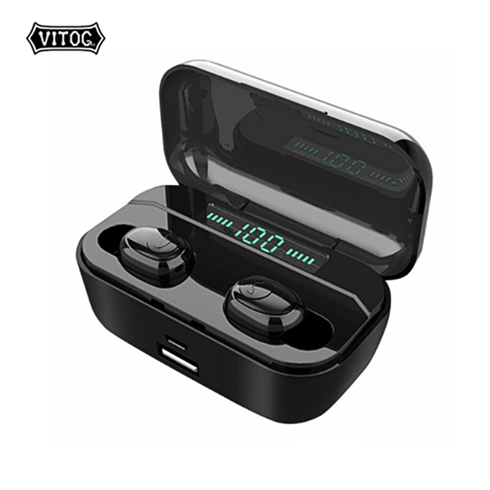 Tai Nghe Không Dây Vitog G6S TWS Kết Nối Tín Hiệu Bluetooth Phong Cách Thể Thao Kèm Hộp Sạc Có Màn Hình LED
