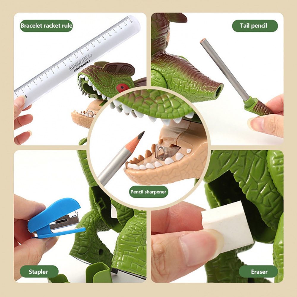 Bộ Dụng Cụ Học Tập 5 Trong 1 Hình Khủng Long Cho Bé