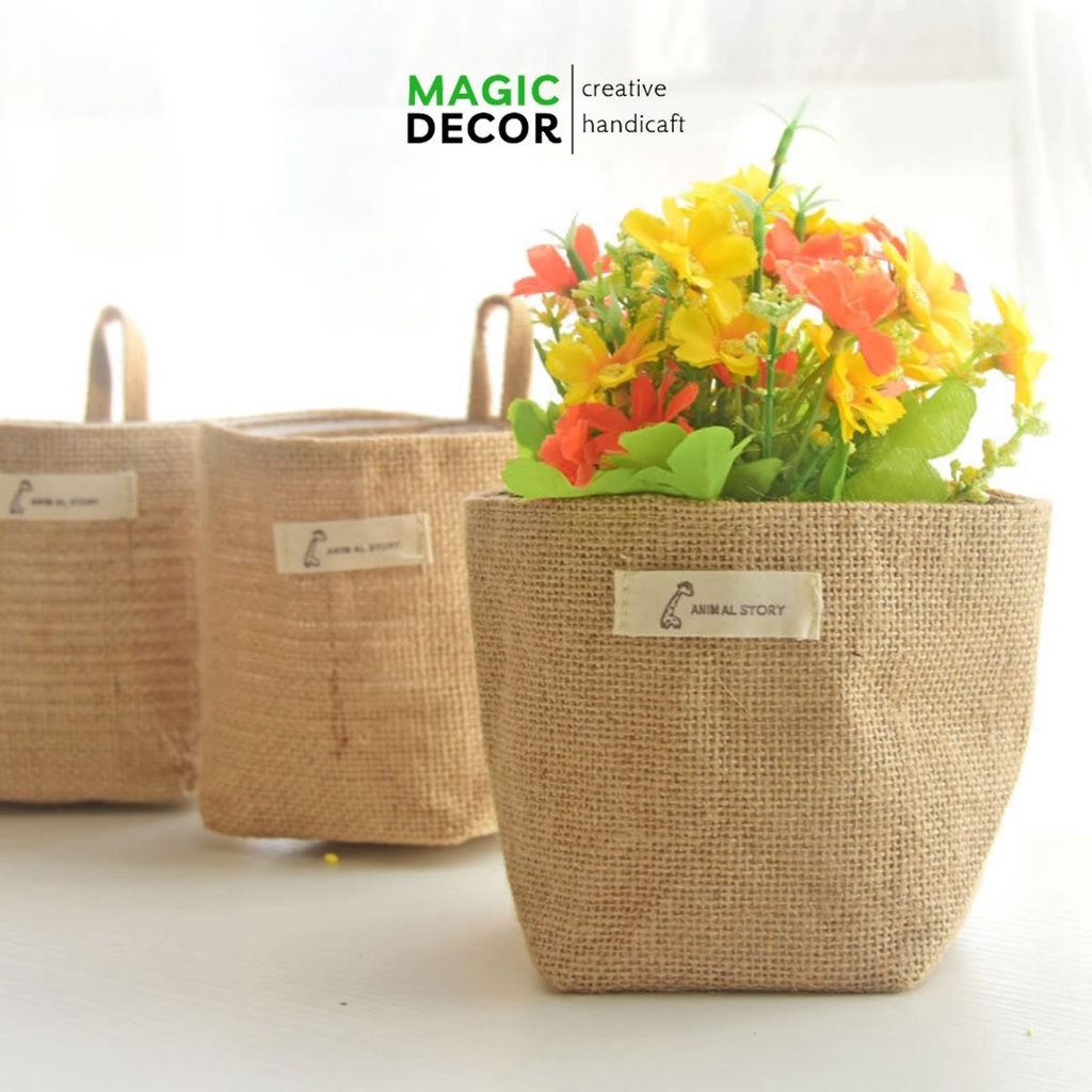 Giỏ đựng đồ, đựng phụ kiện treo tường bằng vải canvas siêu tiện lợi MAGICDECOR