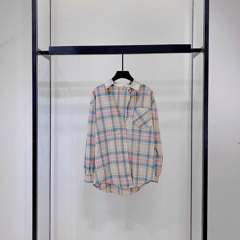 Áo Sơ Mi Nữ Caro Dài Tay Phong Cách Hàn Quốc M0109-Violet