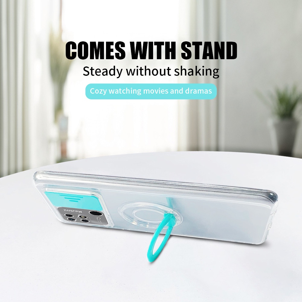 Ốp Điện Thoại Silicon Trong Suốt Chống Sốc Có Vòng Đỡ Cho Xiaomi Redmi10C Xiaomi 11T Pro Note 11 Pro 5G Poco M4 Pro X4 Pro 5G