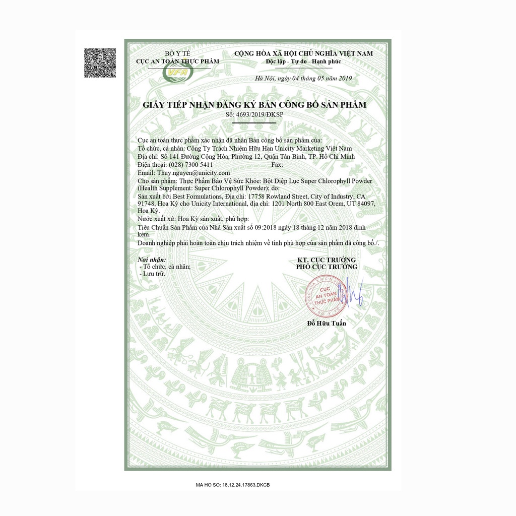 Diệp Lục, Bột Diệp Lục SUPER CHLOROPHYLL POWDER Detox Cơ Thể Hộp 92g