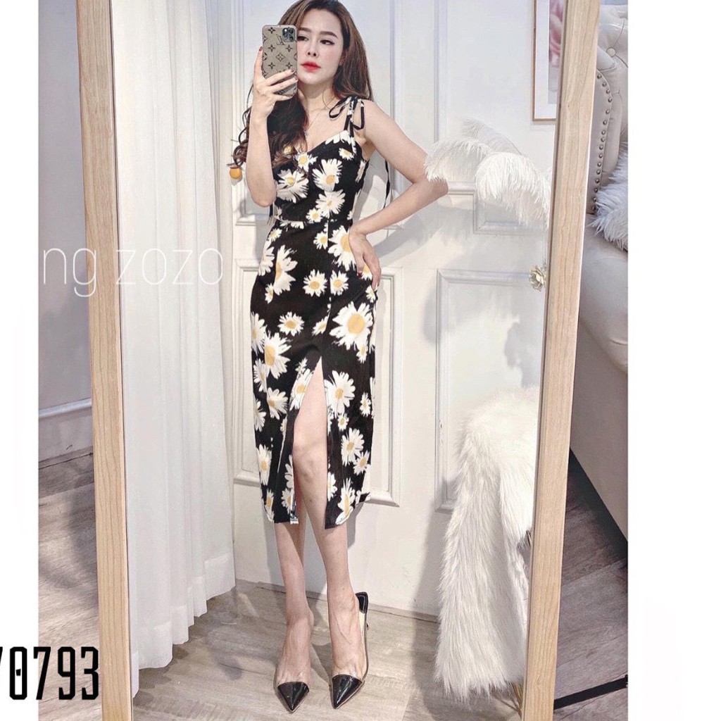 Đầm hoa cúc 🌴 FREE SHIP 🌴 Đầm hai dây xinh xắn, chất lụa mềm rủ có mút ngực | BigBuy360 - bigbuy360.vn
