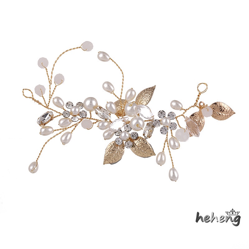 Dây Cài Tóc Đính Ngọc Trai Và Lá Cây Phong Cách Boho Cho Cô Dâu